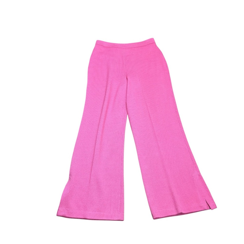 St. John Evening Santana Knit Wide Leg Quiet Luxury Old Money Barbie Pink Pants - Picture 3 of 6